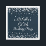 Navy Blue Silver Glitter 60th Birthday Party Servet<br><div class="desc">Elegant en chic navy blue met zilveren glitter 60ste verjaardagsfeestje,  servetten voor vrouwen. Neem contact met ons op voor hulp bij aanpassingen of om passende producten aan te vragen.</div>