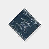 Navy Blue Silver Glitter 60th Birthday Party Servet (Hoek)