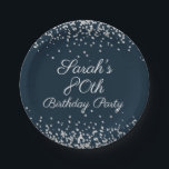 Navy Blue Silver Glitter 80th Birthday Party Papieren Bordje<br><div class="desc">Elegant marvy blue met zilveren glitter 80ste verjaardagsfeestpapieren borden,  gepersonaliseerd met een naam. Neem contact met ons op voor hulp bij aanpassingen of overeenkomende producten.</div>