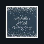 Navy Blue Silver Glitter 80th Birthday Party Servet<br><div class="desc">Elegant en chic navy blue met zilveren glitter 80ste verjaardagsfeestje voor vrouwen. Neem contact met ons op voor hulp bij aanpassingen of om passende producten aan te vragen.</div>