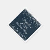 Navy Blue Silver Glitter 80th Birthday Party Servet (Hoek)