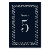 Navy Blue Silver Glitter Botanisch Lijst Kaart (Achterkant)