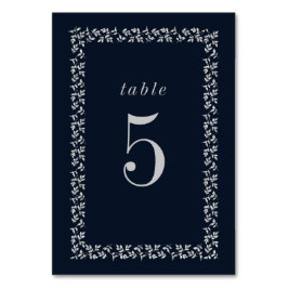 Navy Blue Silver Glitter Botanisch Lijst Kaart