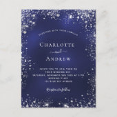 Navy blue Silver Glitter-bruiloft Uitnodiging Briefkaart (Voorkant)