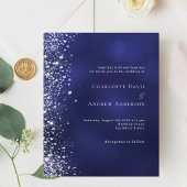 Navy blue Silver Glitter budget bruiloft uitnodigi