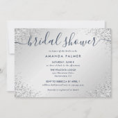 Navy Blue Silver Glitter Confetti Vrijgezellenfees Kaart (Voorkant)