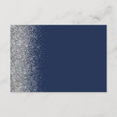 Navy Blue Silver Glitter Edge Wedding Details Informatiekaartje (Achterkant)