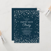 Navy Blue Silver Glitter Empty Nest Party Kaart (Voorkant / Achterkant in situ)