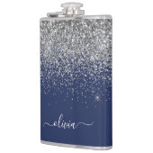 Navy Blue Silver Glitter Girly Monogram Heupfles (Links)