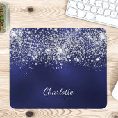 Navy blue Silver Glitter-monogram Muismat