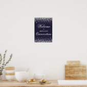 Navy Blue Silver Glitter Quinceañera Welkom Poster (Keuken)