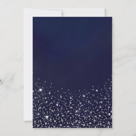 Navy Blue Silver Glitter Sparkles Lights Sweet 16 Kaart (Achterkant)