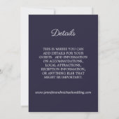 Navy Blue Silver Glitter Wedding and Details Kaart (Achterkant)