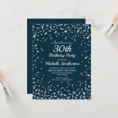 Navy Blue Silver Glitter Women 30th Birthday Kaart (Voorkant / Achterkant in situ)