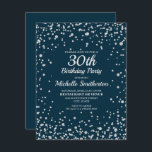 Navy Blue Silver Glitter Women 30th Birthday Kaart<br><div class="desc">Elegant marvy blue met zilverdiamant glitter uitnodiging voor vrouwen op 30ste verjaardag. Neem contact met ons op voor hulp bij aanpassingen of om passende producten aan te vragen.</div>