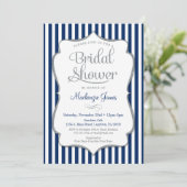 Navy Blue Silver Grey Bridal Shower Kaart (Staand voorkant)
