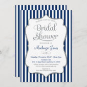 Navy Blue Silver Grey Bridal Shower Kaart (Voorkant / Achterkant)