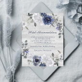 Navy Blue Silver Grey Floral Hotel Accommodaties Informatiekaartje