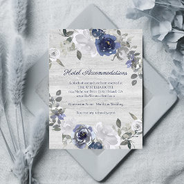 Navy Blue Silver Grey Floral Hotel Accommodaties Informatiekaartje