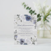 Navy Blue Silver Grey Floral Hotel Accommodaties Informatiekaartje (Staand voorkant)