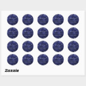 Navy Blue Silver-hart bedankt voor je bruiloft Ronde Sticker (Vel)