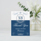 Navy blue Silver Hartelijk dank briefkaarten (Staand voorkant)