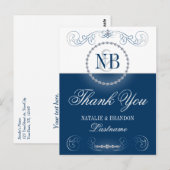 Navy blue Silver Hartelijk dank briefkaarten (Voorkant / Achterkant)