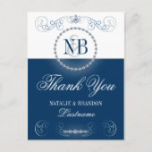 Navy blue Silver Hartelijk dank briefkaarten (Voorkant)