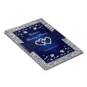 Navy Blue, Silver Joined Hearts Floral notebook Notitieboek (Rechterzijde)