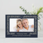 Navy Blue Silver Jubileum - Hartelijk dank Bedankkaart (Staand voorkant)