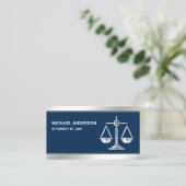 Navy Blue Silver Justice Scale advocaat Visitekaartje (Staand voorkant)