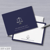 Navy Blue Silver Justice Scale Law Notitiekaartje