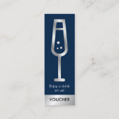 Navy Blue & Silver Logo Evenement Gratis Drink Vou Mini Visitekaartje (Voorkant)