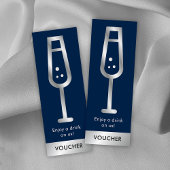 Navy Blue & Silver Logo Evenement Gratis Drink Vou Mini Visitekaartje