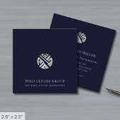 Navy Blue Silver Logo Vierkante Visitekaartje