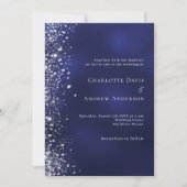 Navy blue Silver luxueuze bruiloft Kaart (Voorkant)