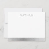 Navy Blue Silver Modern Bar Mitzvah Bedankkaart (Voorkant)