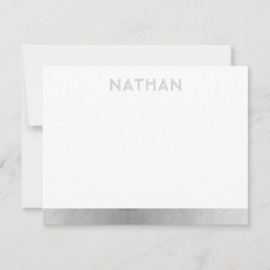 Navy Blue Silver Modern Bar Mitzvah Bedankkaart (Voorkant)