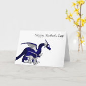 Navy Blue/Silver Mother and Child Dragons 1 Kaart (Gele Bloem)