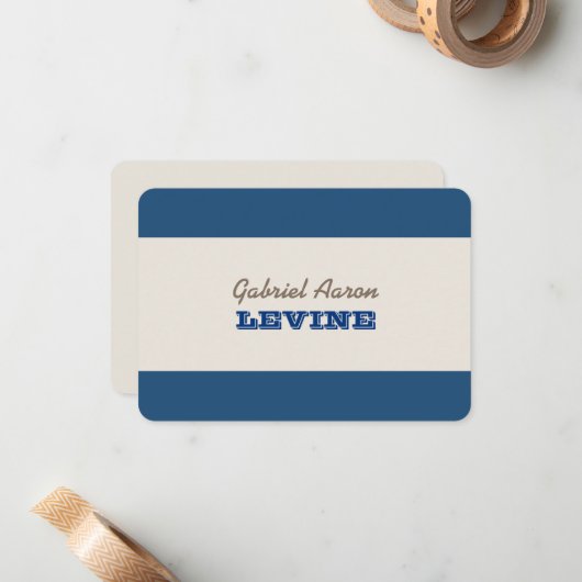 Navy Blue & Silver Note Kaart Notitiekaartje (Voorkant / Achterkant in situ)