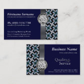 Navy Blue + Silver Pattern met Logo Visitekaartjes (Voorkant / Achterkant)