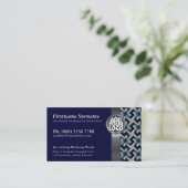 Navy Blue + Silver Pattern met Logo Visitekaartjes (Staand voorkant)