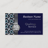 Navy Blue + Silver Pattern met Logo Visitekaartjes (Achterkant)