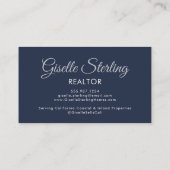 Navy Blue Silver Photo Monogram Realtor QR Code Visitekaartje (Achterkant)