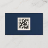 Navy Blue & Silver QR Code Visitekaartjes met reli (Achterkant)