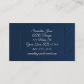 Navy Blue & Silver QR Code Visitekaartjes met reli (Voorkant)