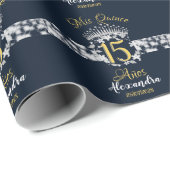 Navy Blue Silver Quinceanera  Boho Spaans Cadeaupapier (Rol Hoek)