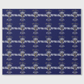 Navy Blue Silver Quinceanera  Boho Spaans Cadeaupapier (Vlak)