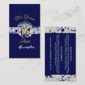 Navy Blue Silver Quinceanera  Boho Spaans Informatiekaartje (Voorkant / Achterkant)