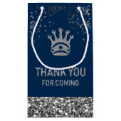 Navy Blue Silver Royal Prince Crown Dank u Klein Cadeauzakje (Achterkant)